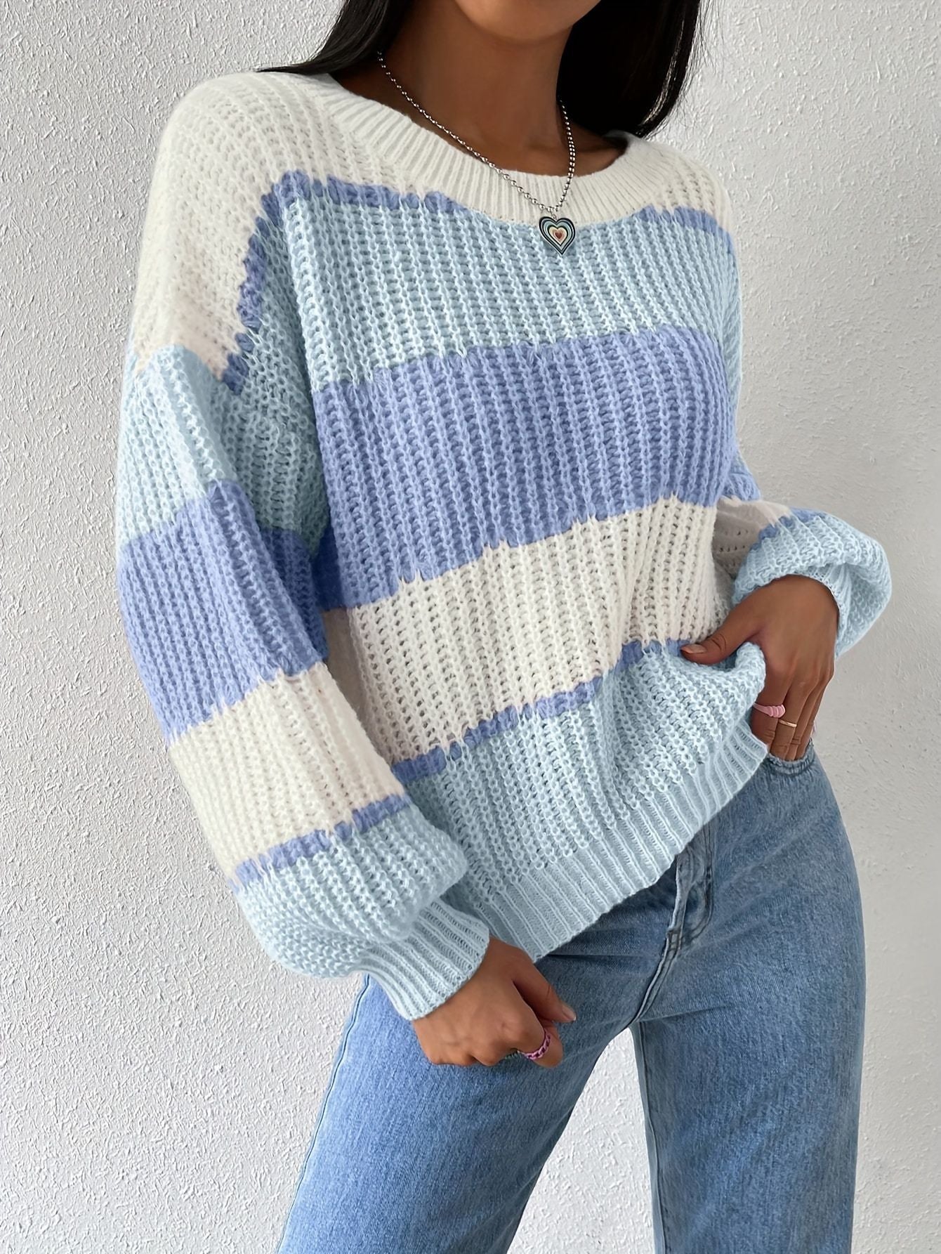 Women's Striped Drop Shoulder Sweater