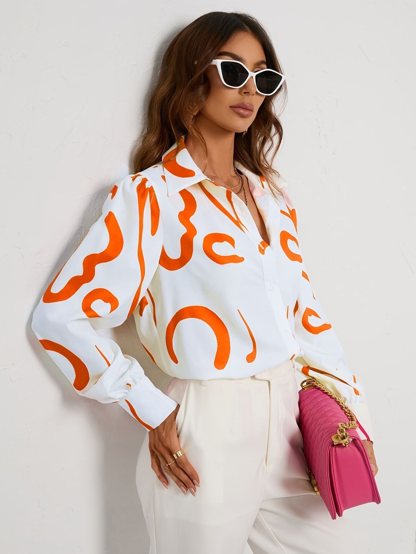 Print Long Sleeve Blouse